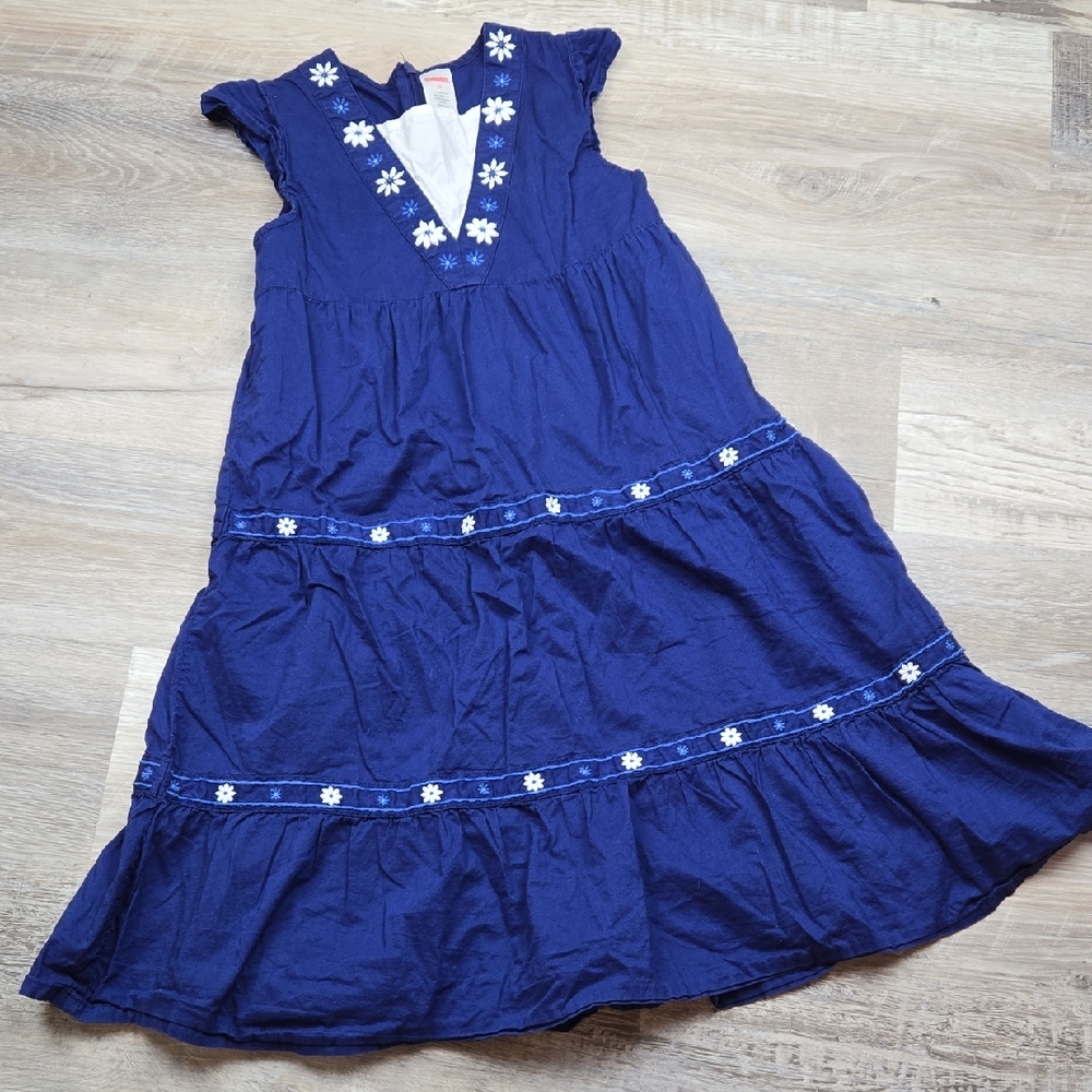Gymboree 12 SANTORINI SWEETIE Blue Dress White Flower Girls